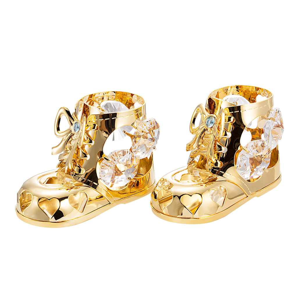 24K gold/silver plated baby boy/girl booties pair with Swarovski crystal element - Breathtaking Gift