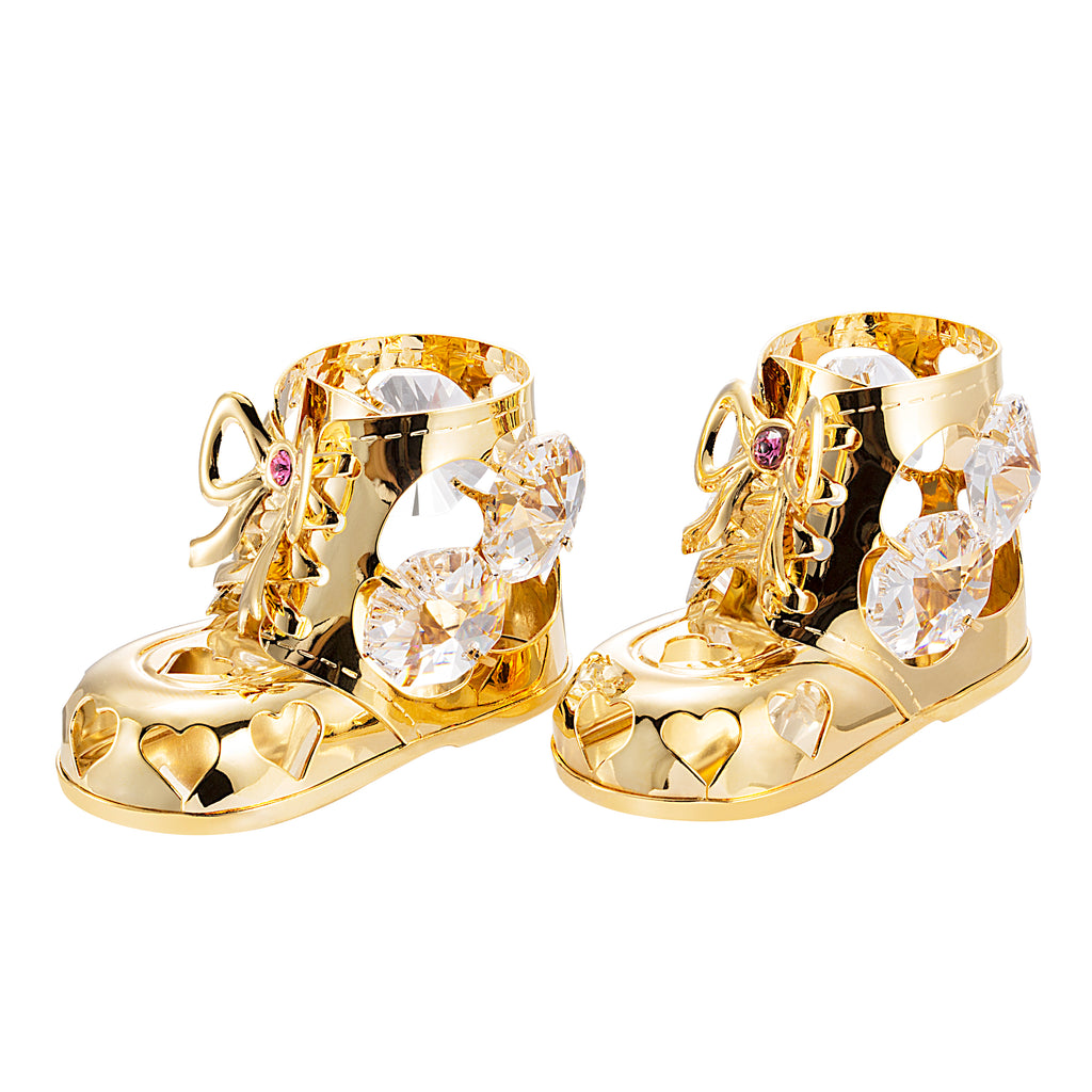 24K gold/silver plated baby boy/girl booties pair with Swarovski crystal element - Breathtaking Gift
