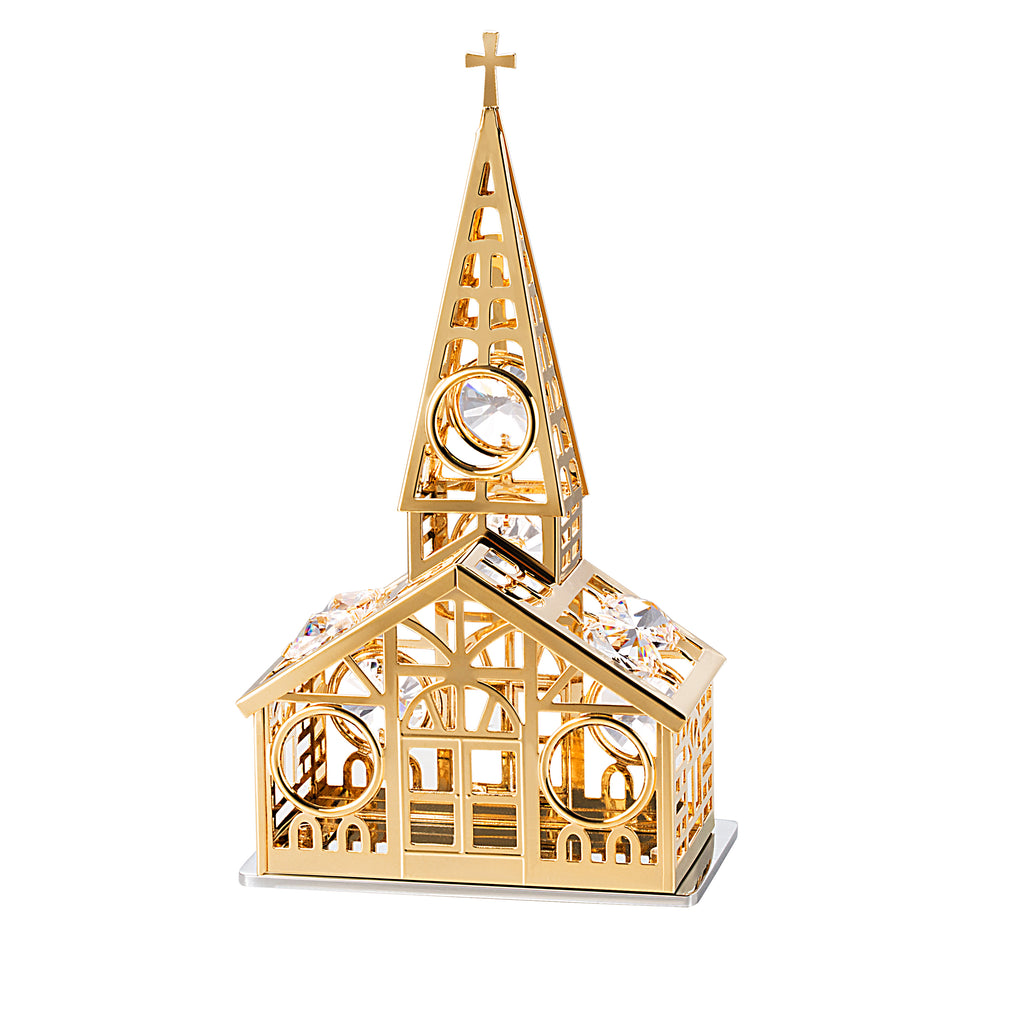 24K gold plated church with Swarovski crystal element - Breathtaking Gift