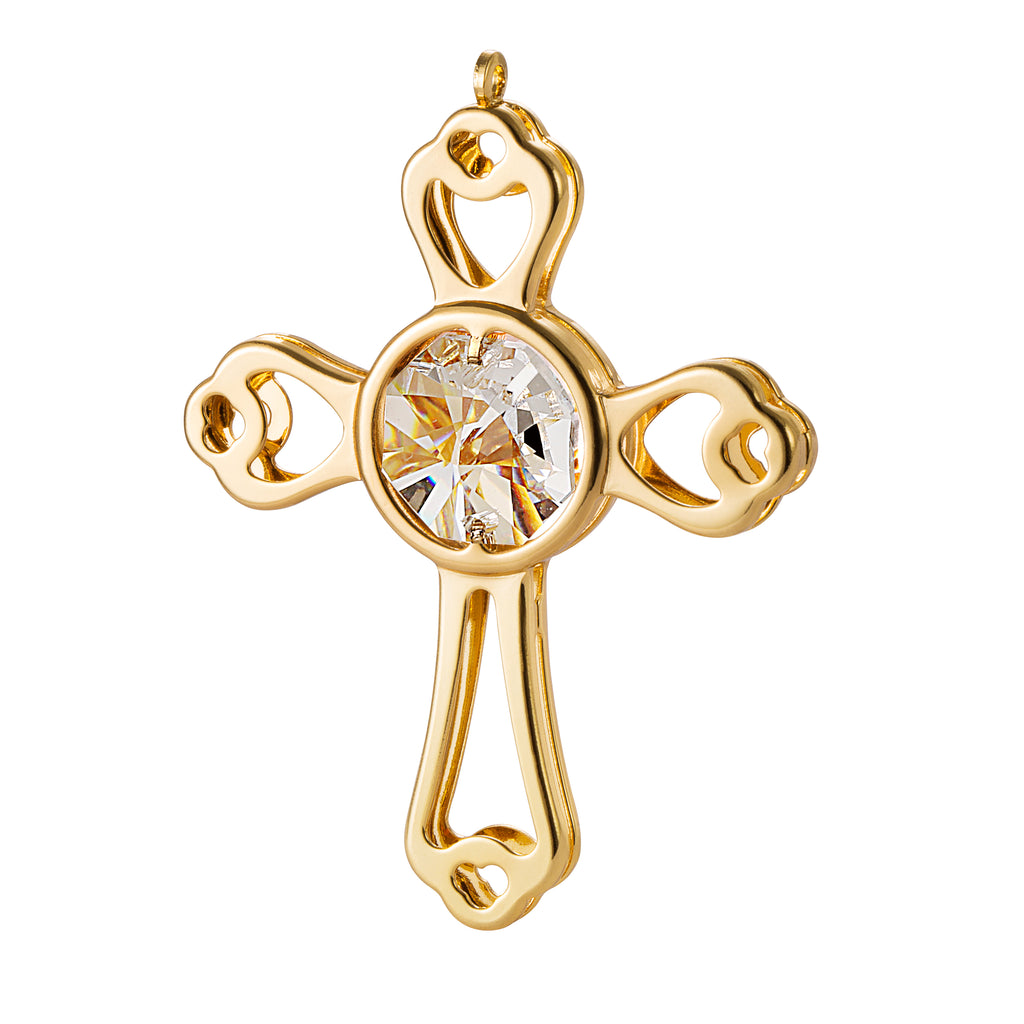 24K gold plated holy cross with Swarovski crystal element - Breathtaking Gift