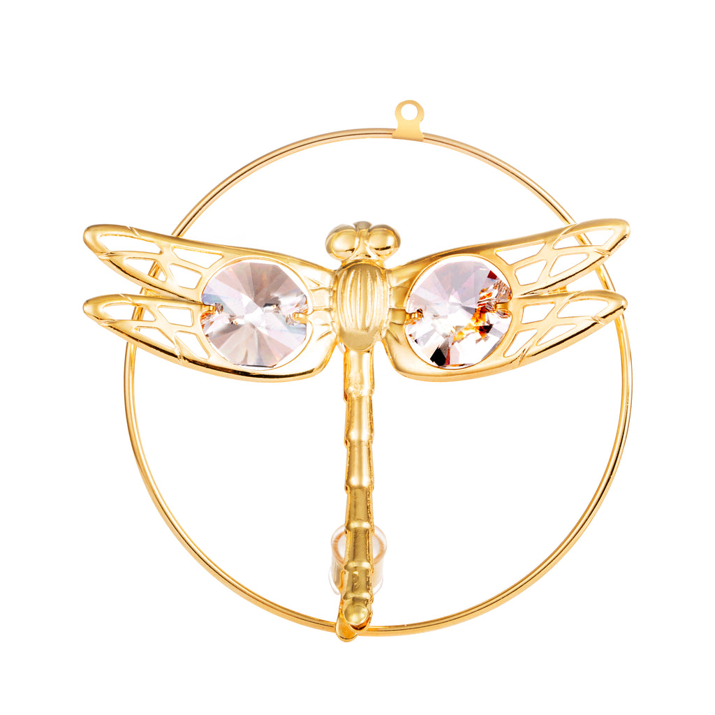 24K gold plated dragonfly with Swarovski crystal element - Breathtaking Gift