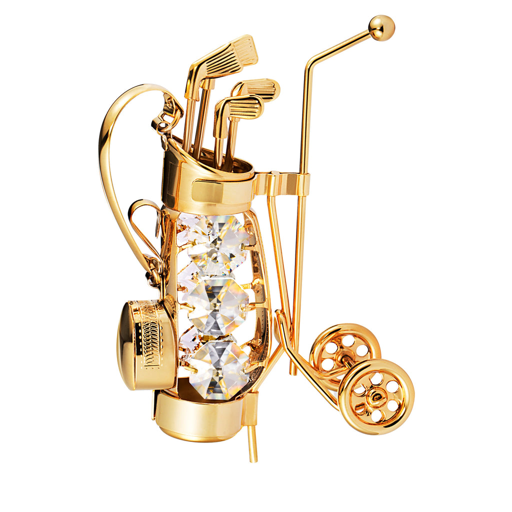 24K gold plated golf cart with Swarovski crystal element - Breathtaking Gift