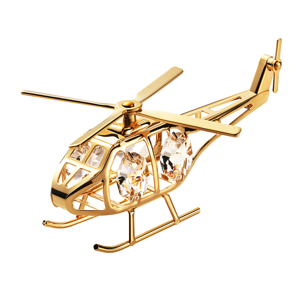 24K gold/silver plated helicopter with Swarovski crystal elements - Breathtaking Gift