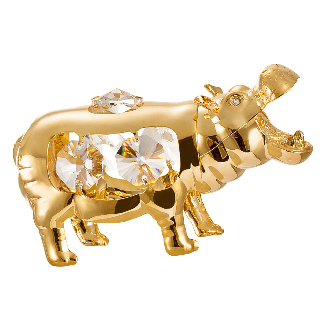 24K gold plated hippopotamus with Swarovski crystal element - Breathtaking Gift