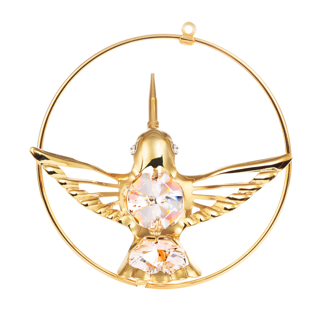 24K gold plated hummingbird with Swarovski crystal element - Breathtaking Gift