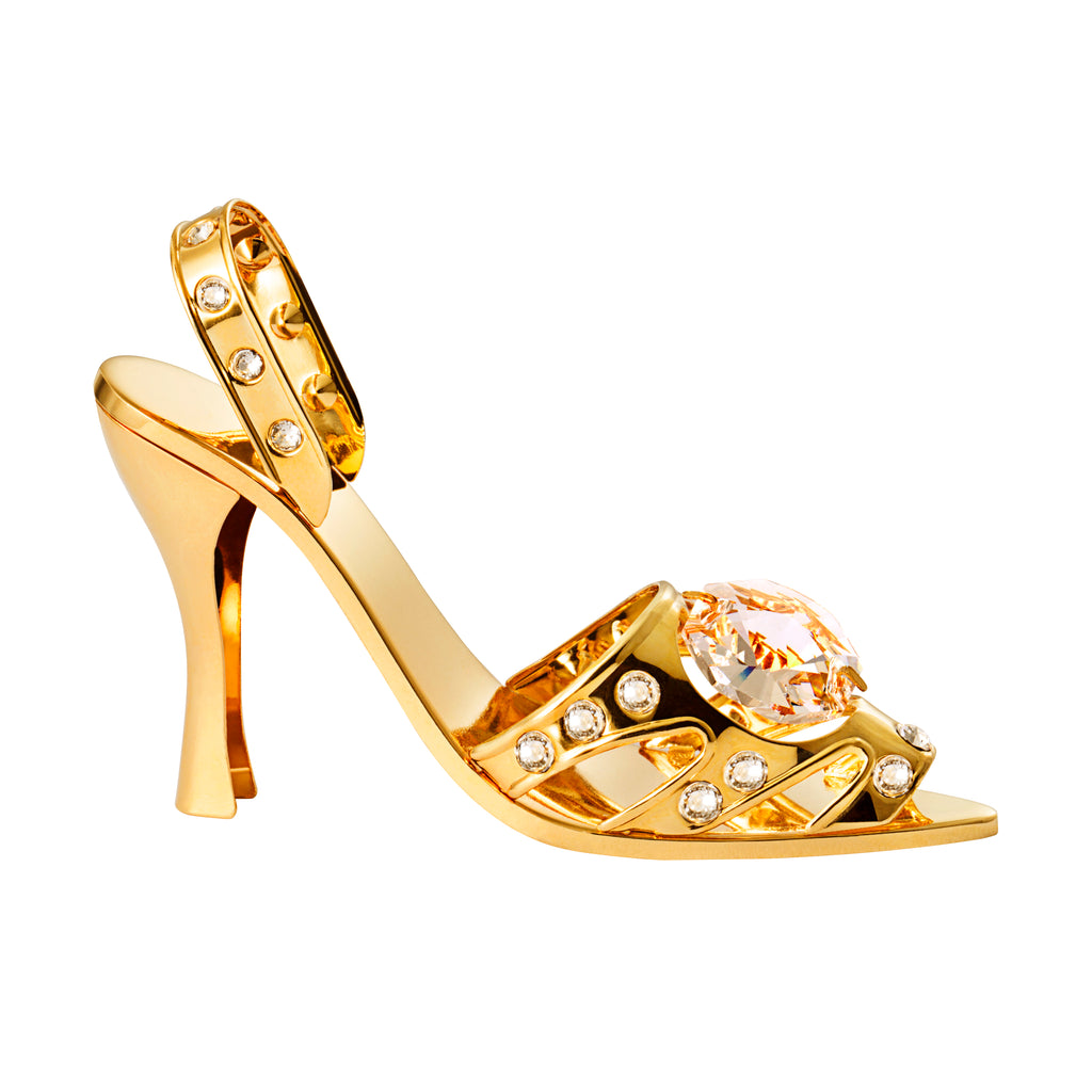 24K gold plated high heel shoe with Swarovski crystal element - Breathtaking Gift