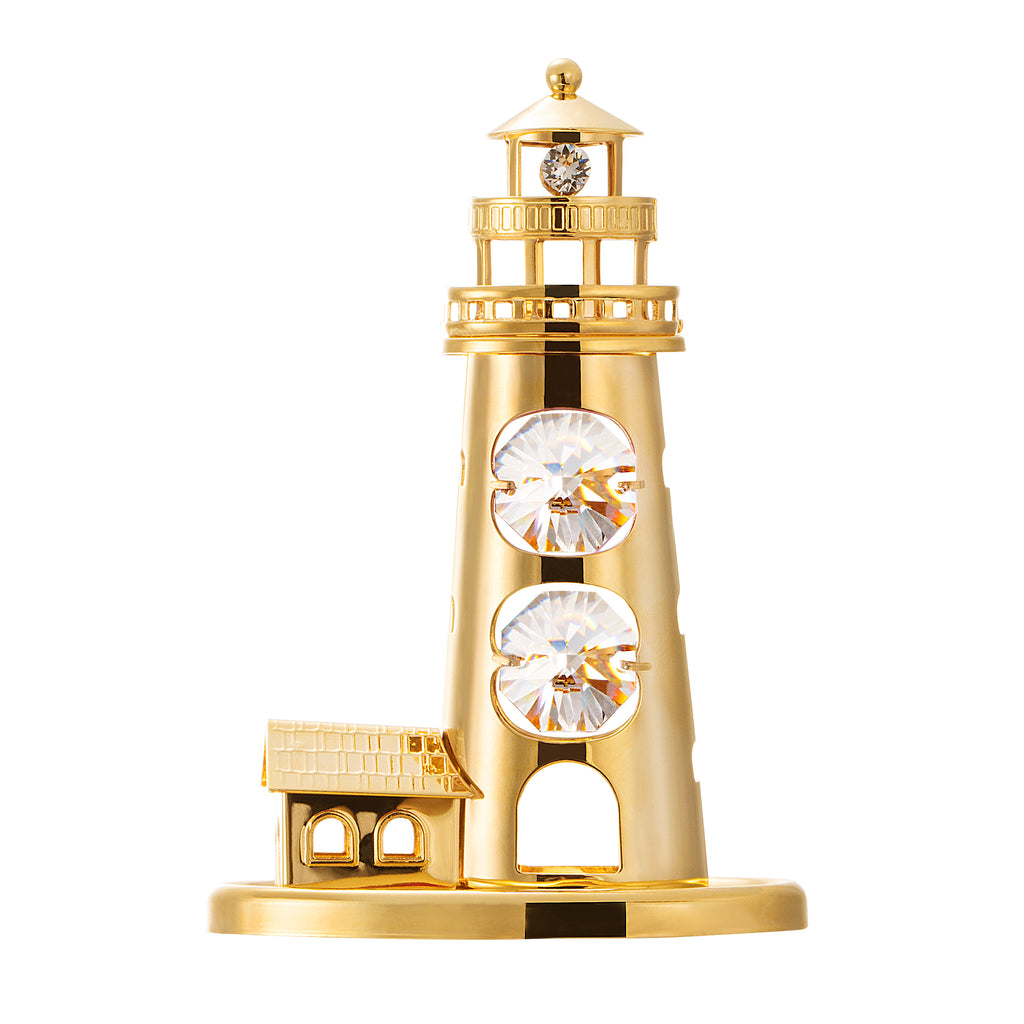 24K gold plated lighthouse with Swarovski crystal element - Breathtaking Gift