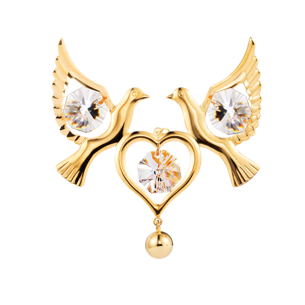 24K gold/silver plated love doves with Swarovski crystal element - Breathtaking Gift