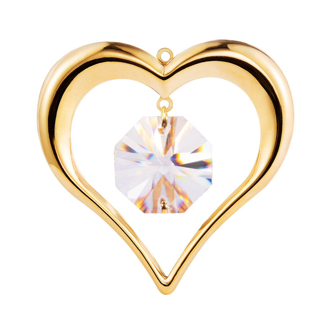 24K gold plated love heart with Swarovski crystal element - Breathtaking Gift