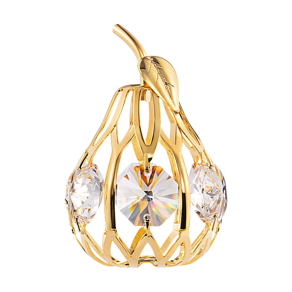 24K gold plated pear with Swarovski crystal element - Breathtaking Gift
