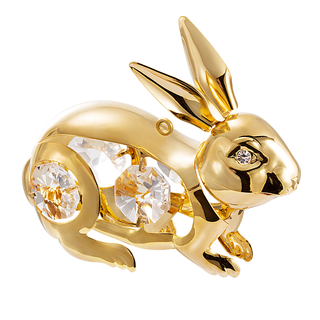 24K gold plated bunny rabbit with Swarovski crystal element - Breathtaking Gift