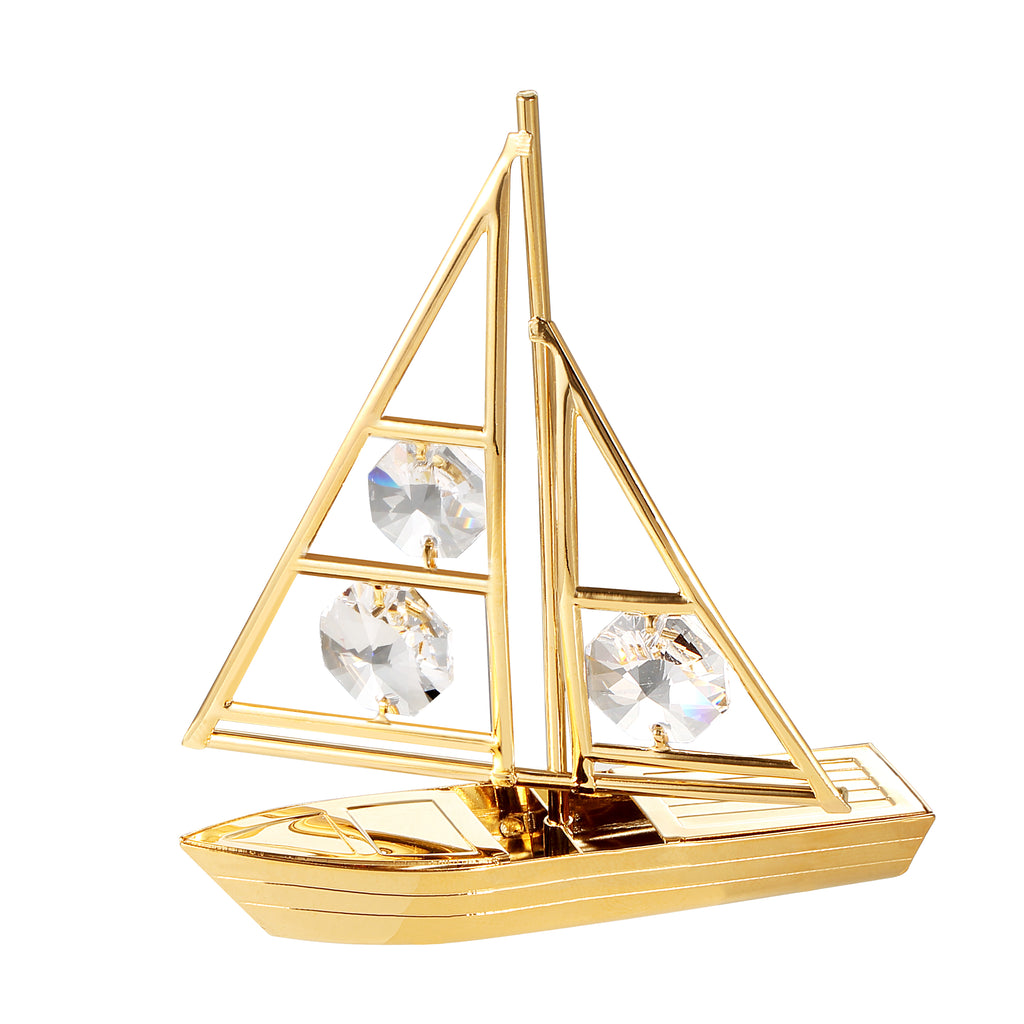 24K gold plated sailboat with Swarovski crystal element - Breathtaking Gift