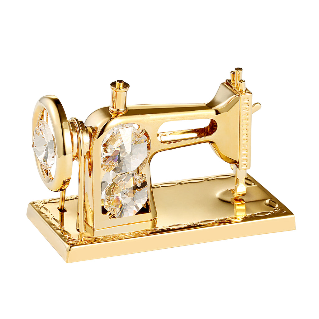 24K gold plated sewing machine with Swarovski crystal element - Breathtaking Gift