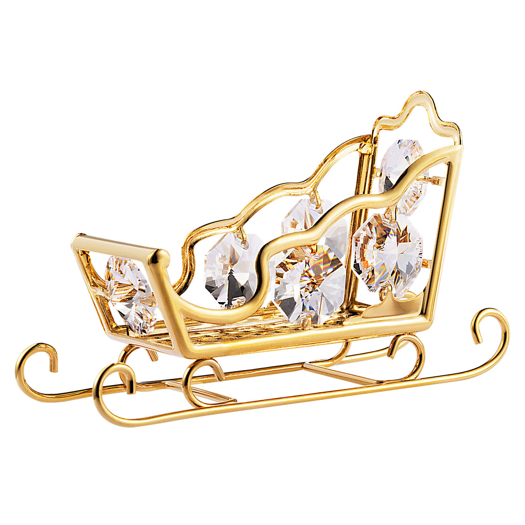 24K gold plated snow sleigh with Swarovski crystal element - Breathtaking Gift