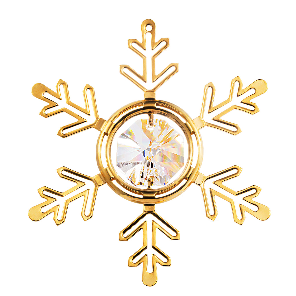24K gold plated snowflake ornament with Swarovski crystal element - Breathtaking Gift