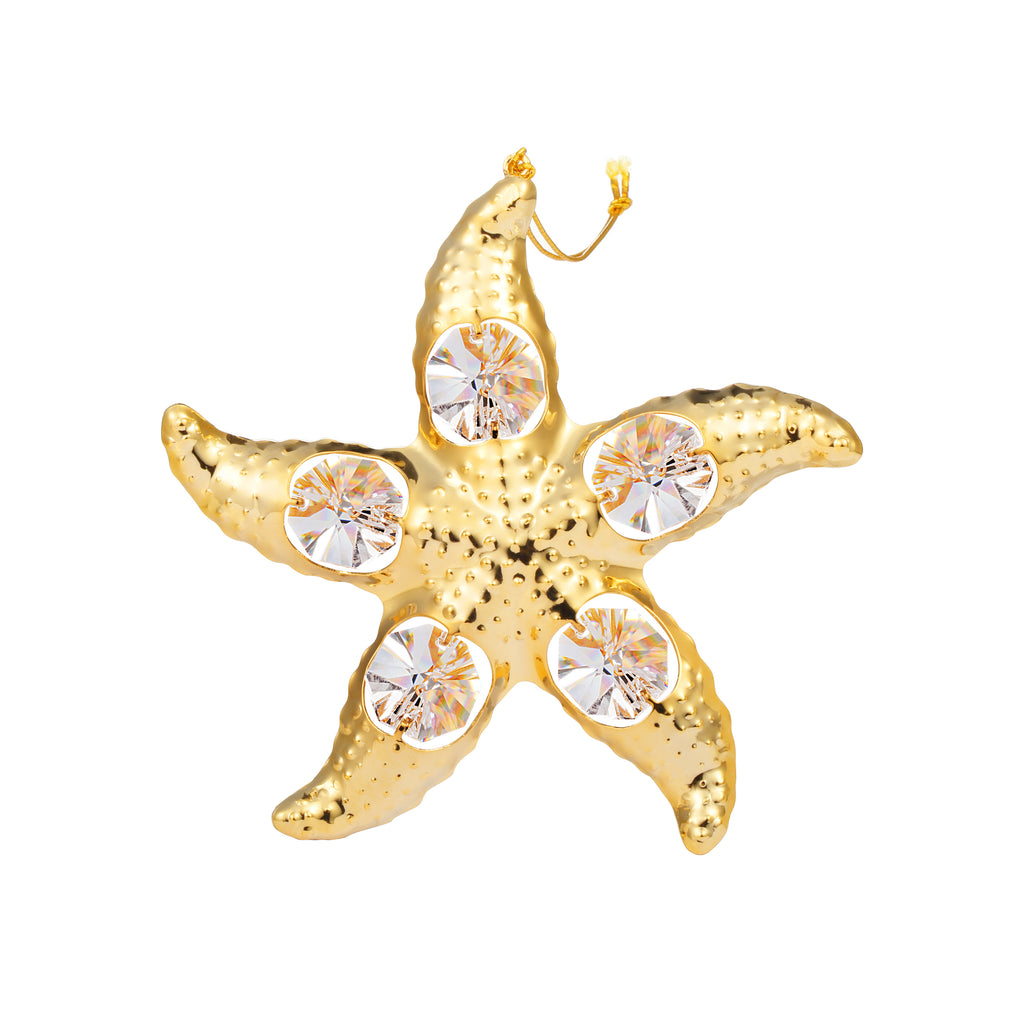 24K gold plated starfish with Swarovski crystal element - Breathtaking Gift
