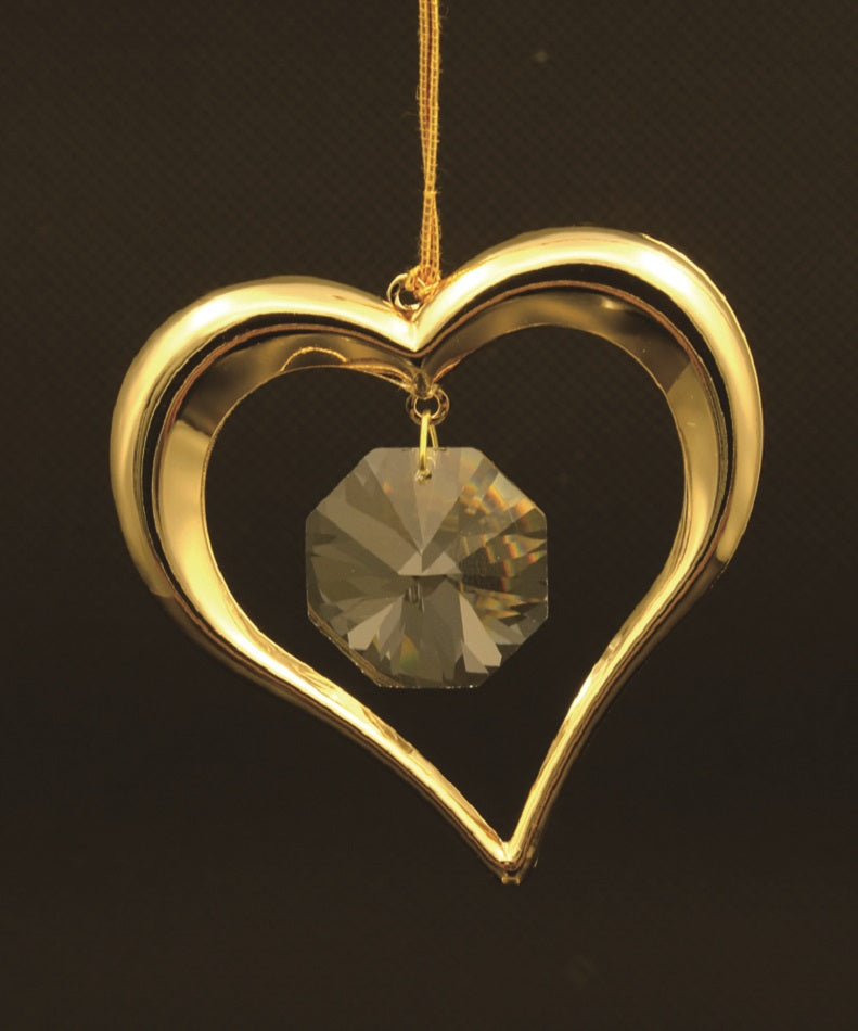 24K gold plated love heart with Swarovski crystal element - Breathtaking Gift