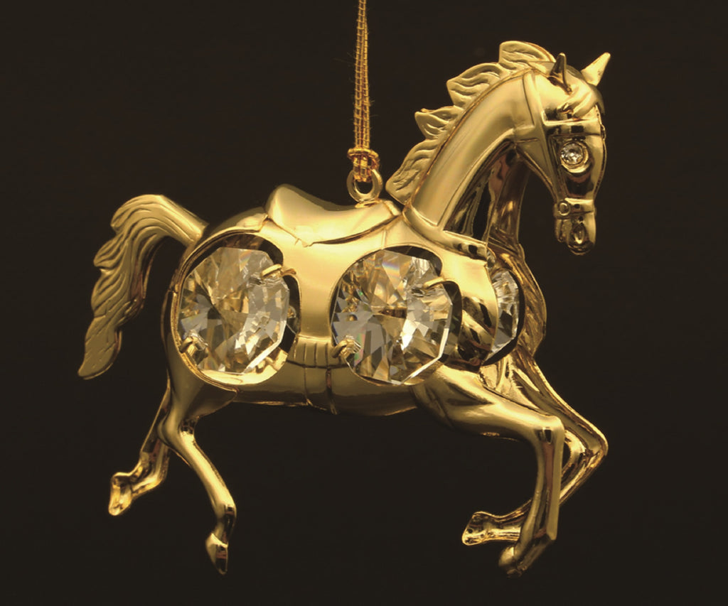 24K gold plated running horse with Swarovski crystal element - Breathtaking Gift