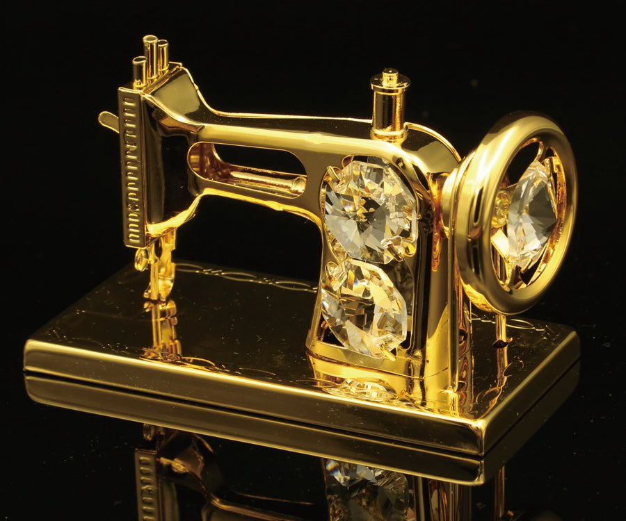 24K gold plated sewing machine with Swarovski crystal element - Breathtaking Gift