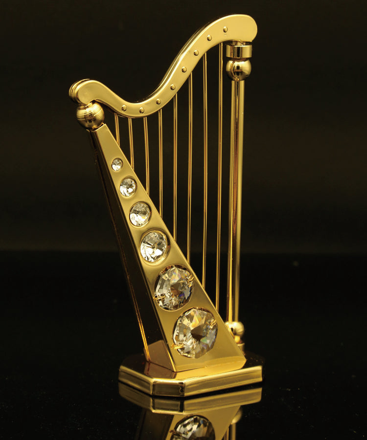 24K gold plated harp with Swarovski crystal element - Breathtaking Gift