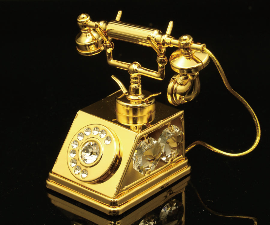 24K gold plated vintage phone with Swarovski crystal element - Breathtaking Gift