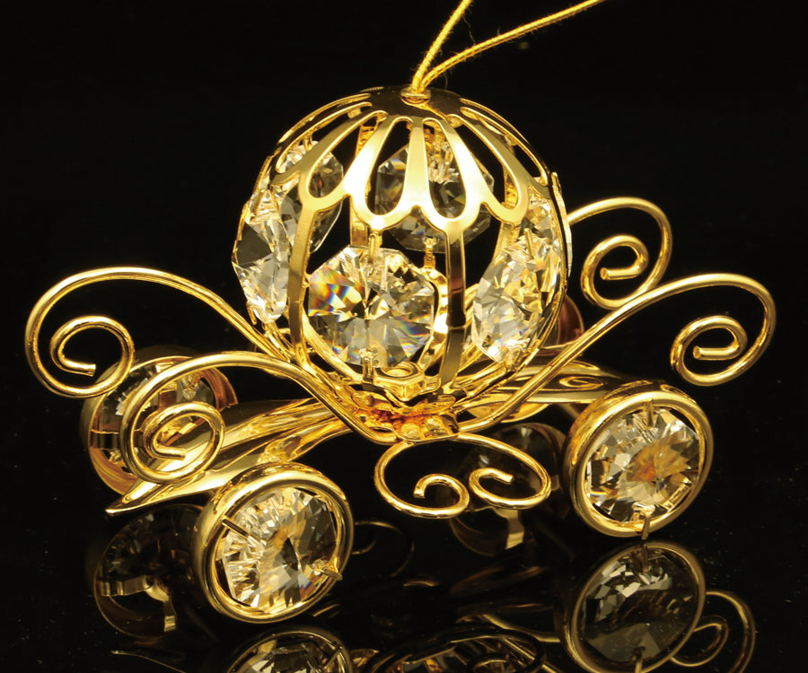 24K gold plated pumpkin coach with Swarovski crystal element - Breathtaking Gift