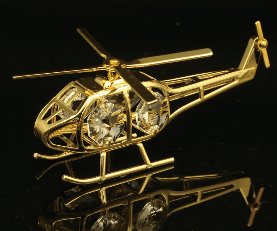 24K gold/silver plated helicopter with Swarovski crystal elements - Breathtaking Gift