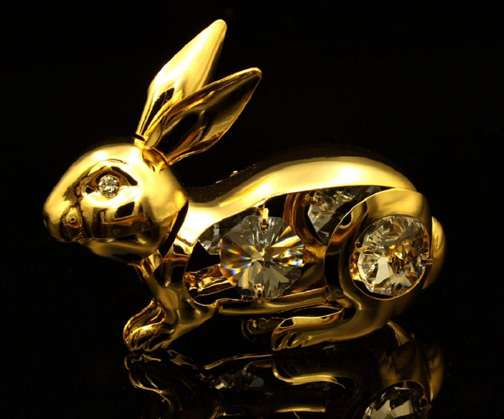 24K gold plated bunny rabbit with Swarovski crystal element - Breathtaking Gift