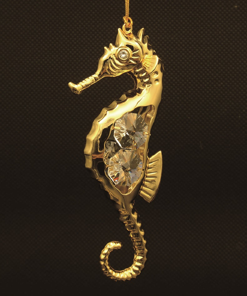 24K gold plated seahorse with Swarovski crystal element - Breathtaking Gift