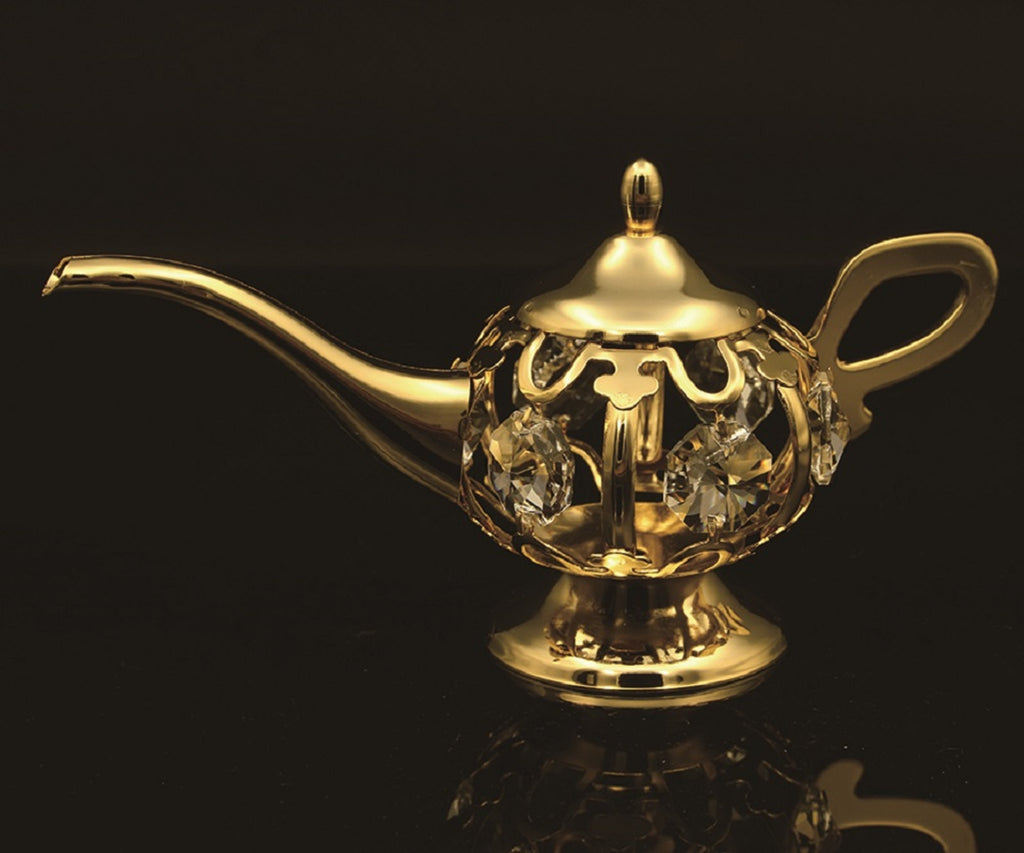 24K gold plated genie lamp with Swarovski crystal element - Breathtaking Gift