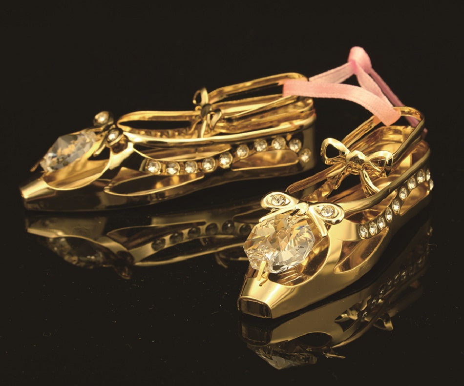 24K gold plated ballerina shoes with Swarovski crystal element - Breathtaking Gift