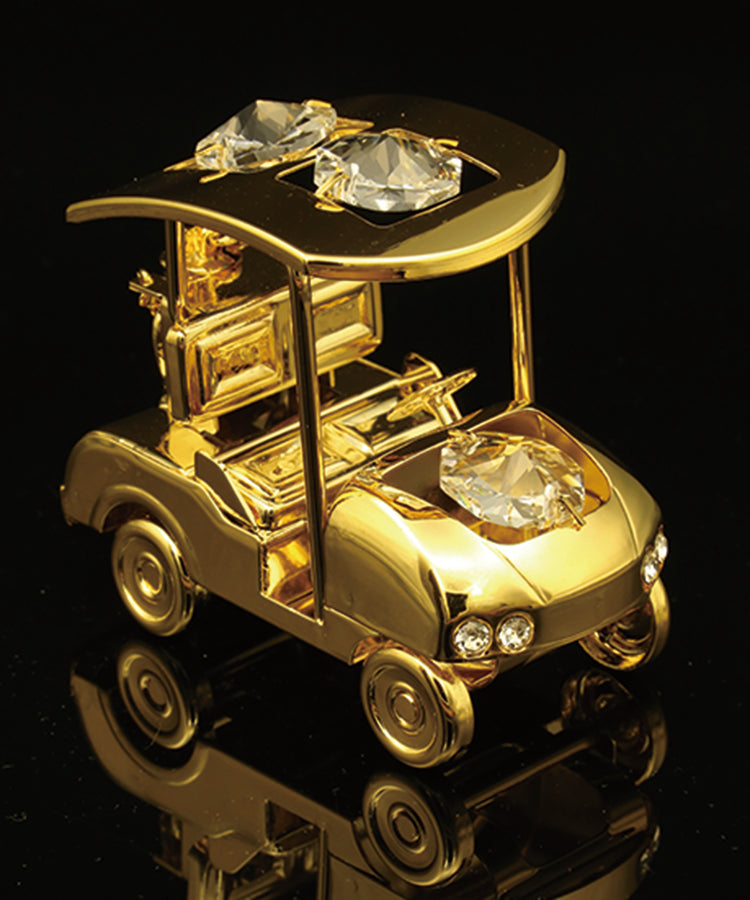 24K gold plated golf cart with Swarovski crystal element - Breathtaking Gift