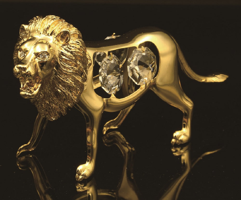 24K gold plated lion Leo with Swarovski crystal element - Breathtaking Gift
