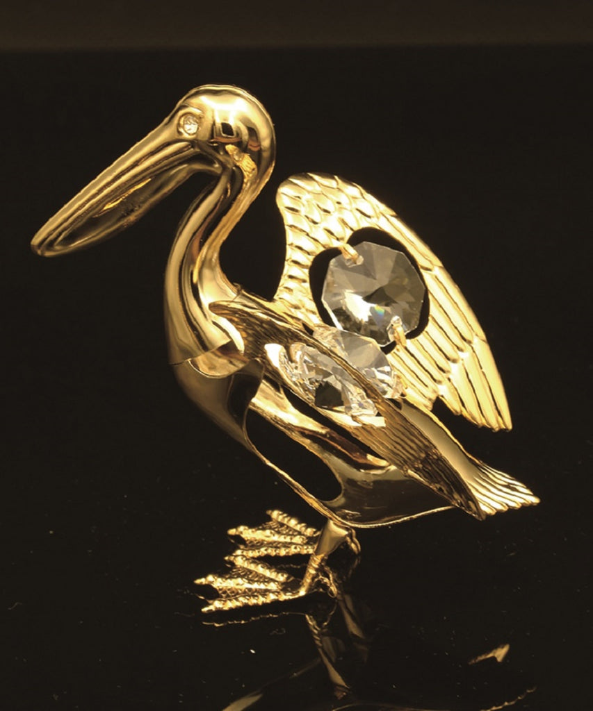 24K gold plated pelican with Swarovski crystal element - Breathtaking Gift