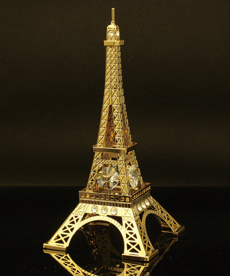 24K gold plated Eiffel Tower with Swarovski crystal element - Breathtaking Gift