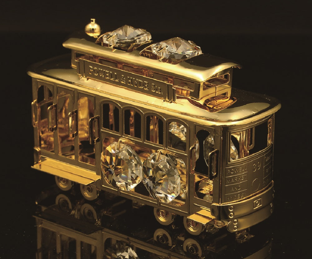 24K gold plated cable car with Swarovski crystal element - Breathtaking Gift