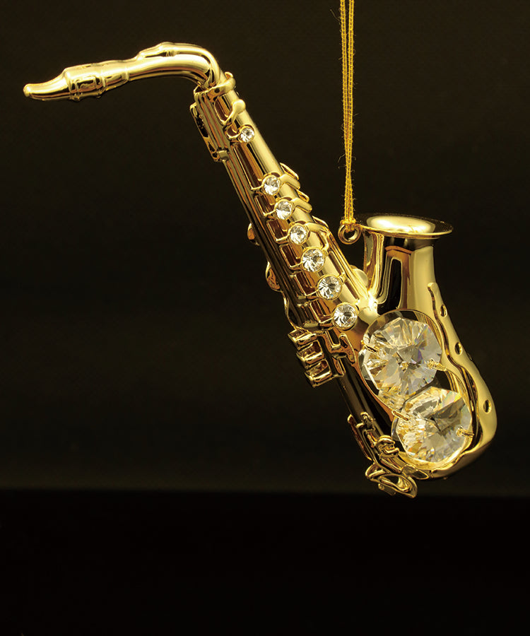 24K gold plated saxophone with Swarovski crystal element - Breathtaking Gift