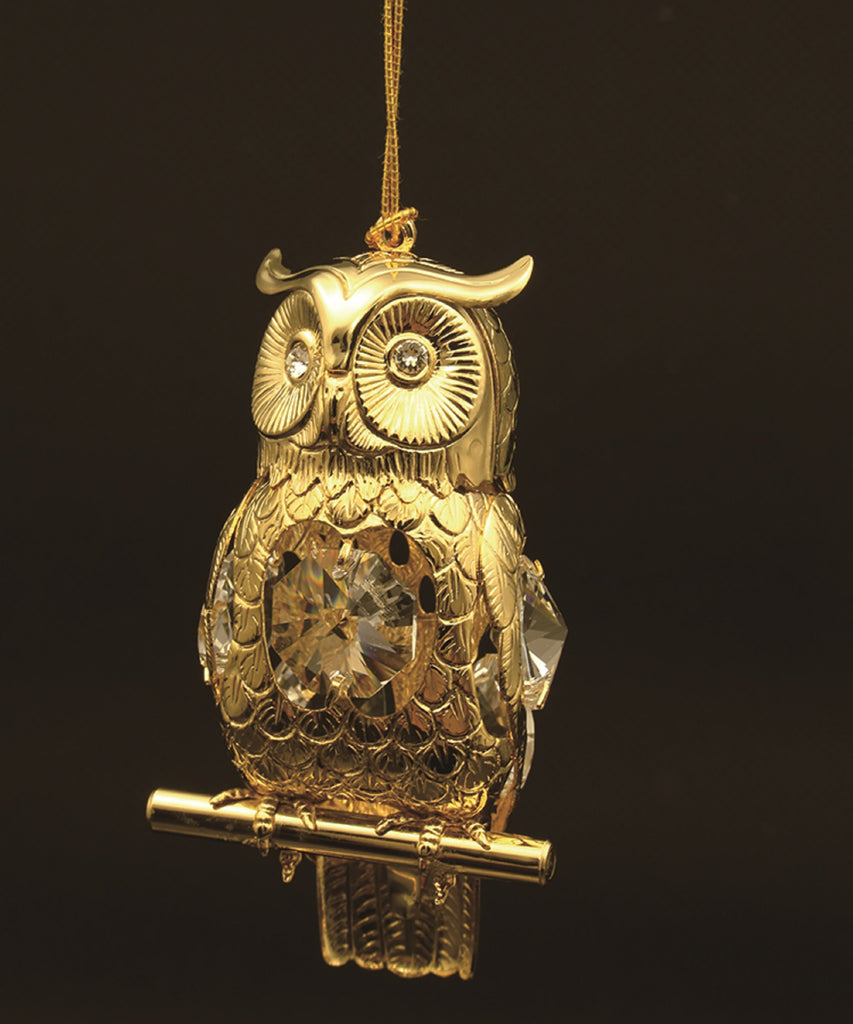 24K gold plated owl with Swarovski crystal element - Breathtaking Gift