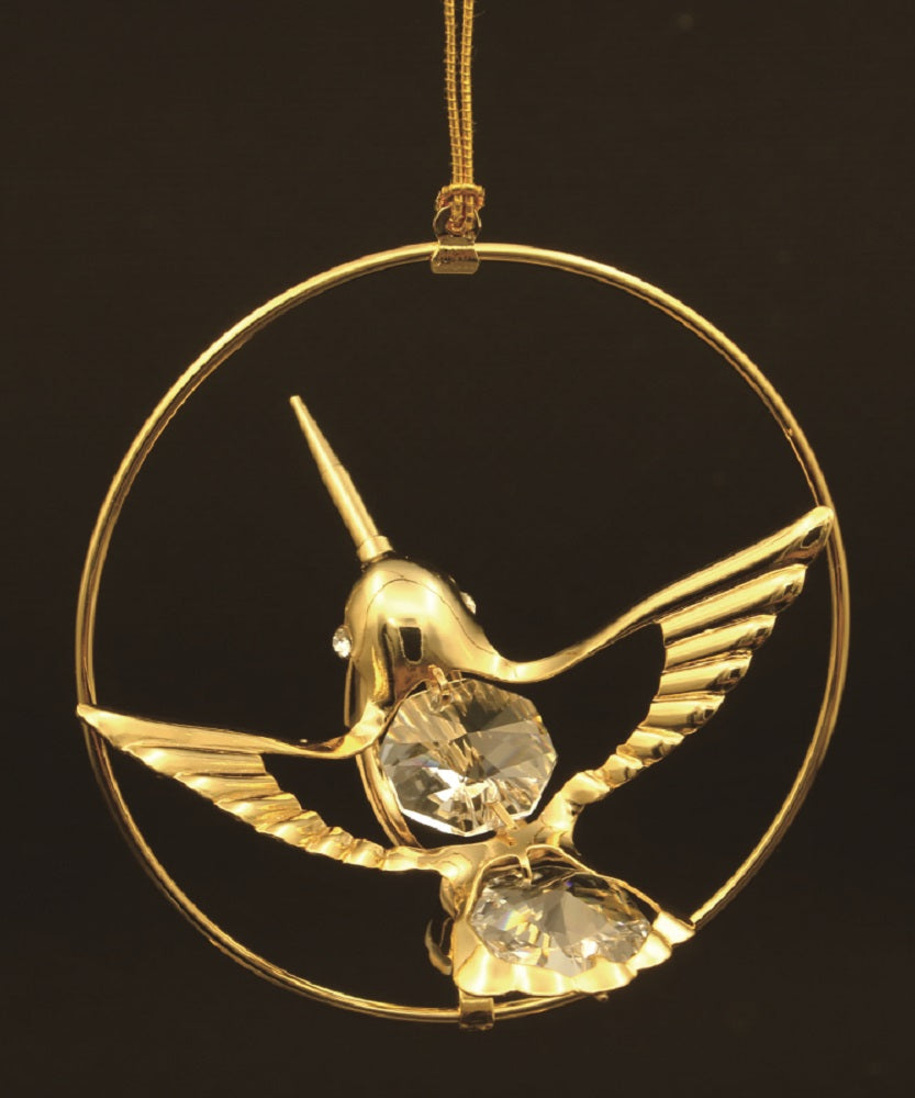 24K gold plated hummingbird with Swarovski crystal element - Breathtaking Gift