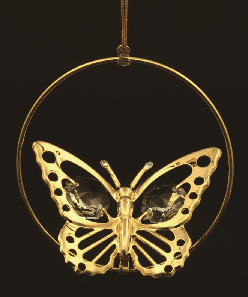 24K gold plated butterfly with Swarovski crystal element - Breathtaking Gift