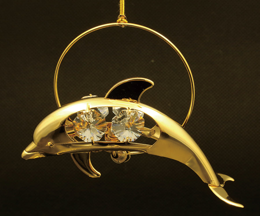 24K gold/silver plated dolphin with Swarovski crystal element - Breathtaking Gift