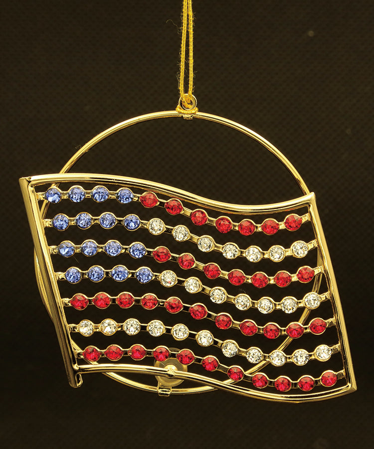 24K gold plated American USA flag with Swarovski crystal element - Breathtaking Gift