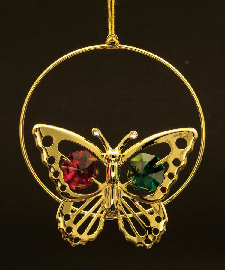 24K gold plated butterfly with Swarovski crystal element - Breathtaking Gift