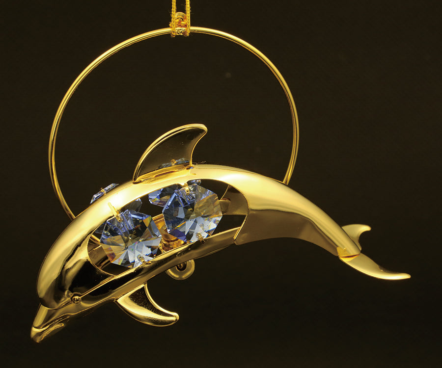 24K gold/silver plated dolphin with Swarovski crystal element - Breathtaking Gift