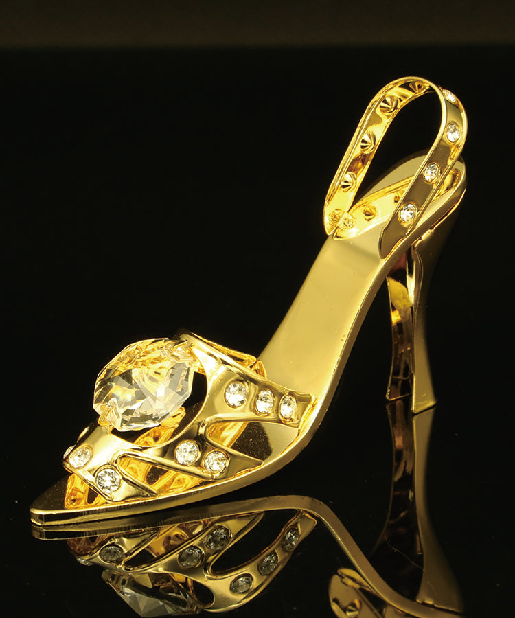 24K gold plated high heel shoe with Swarovski crystal element - Breathtaking Gift