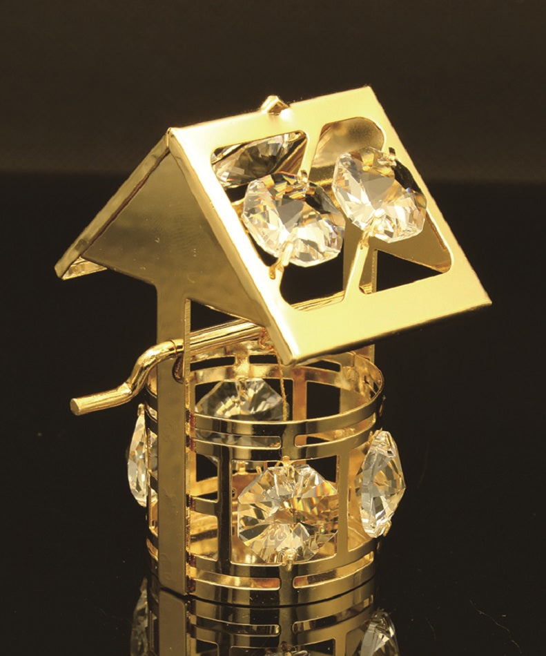24K gold plated wishing well with Swarovski crystal element - Breathtaking Gift