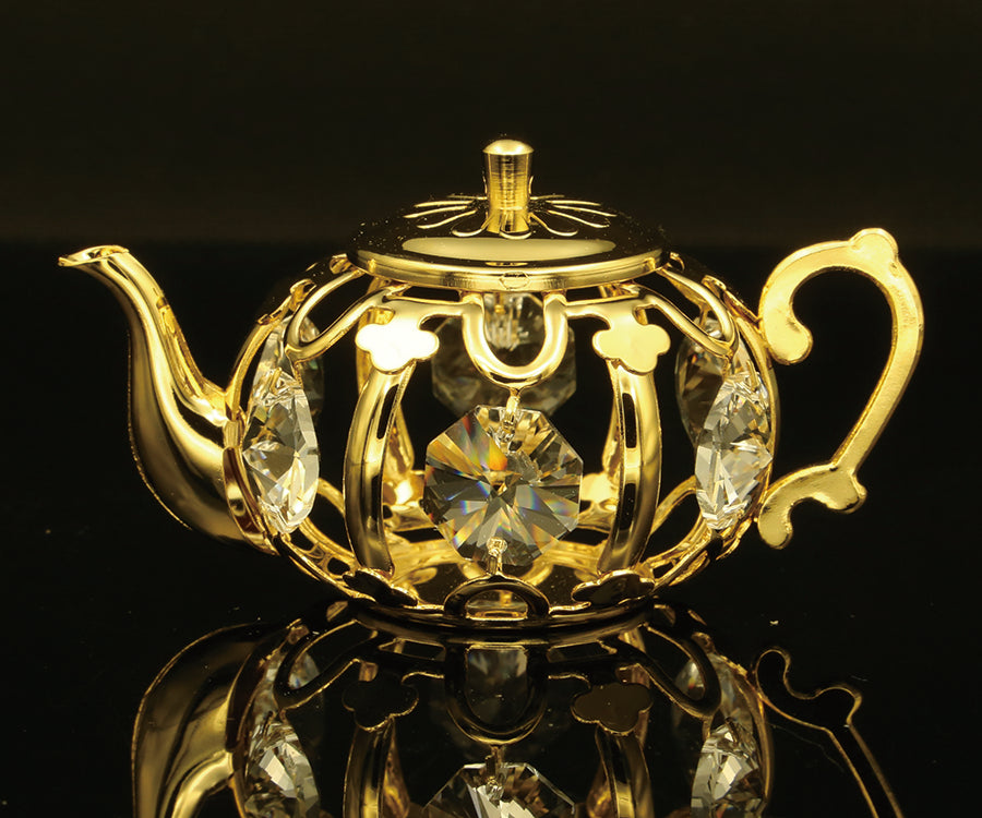 24K gold/silver plated teapot with Swarovski crystal element - Breathtaking Gift