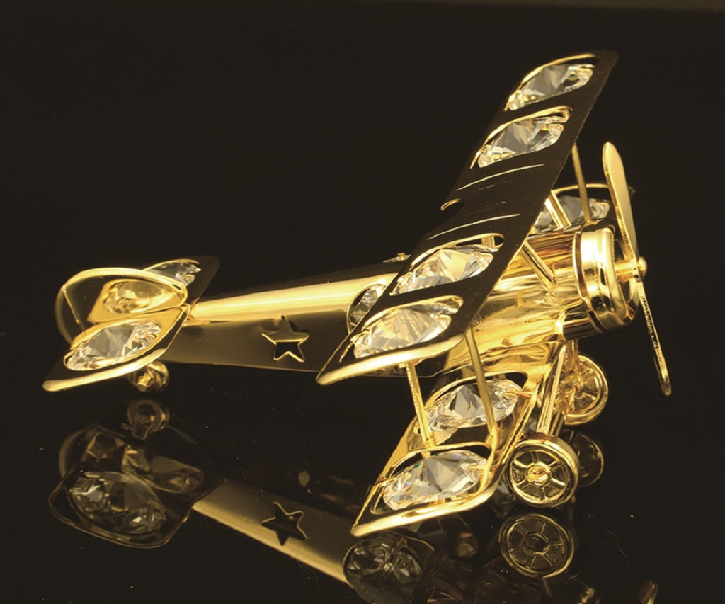 24K gold/silver plated biplane with Swarovski crystal elements - Breathtaking Gift