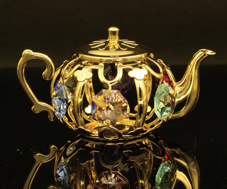 24K gold/silver plated teapot with Swarovski crystal element - Breathtaking Gift
