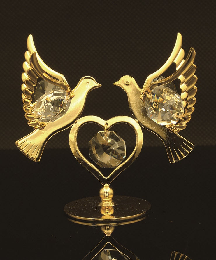 24K gold/silver plated love doves with Swarovski crystal element - Breathtaking Gift